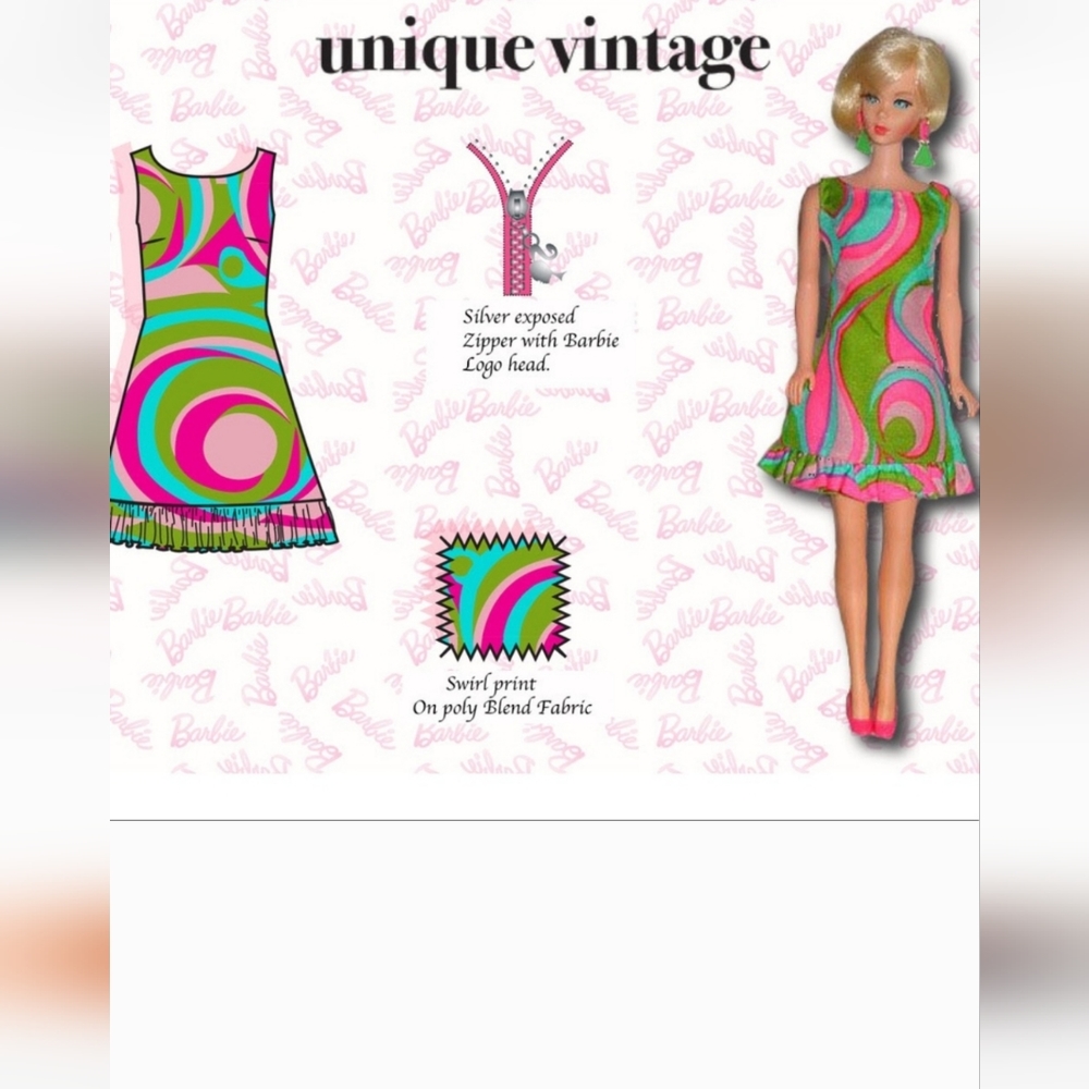 Unique Vintage Barbie Swirl Dress. The Barbie Movie!! - Picture 3 of 4
